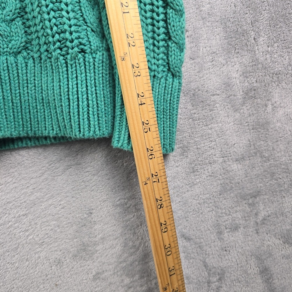 L.L. Bean Sweater Womens Small Green Cable Knit Cotton Pullover Fisherman - Picture 7 of 8